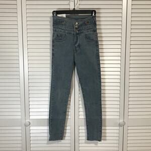 NWT A69 Blue Denim High Rise Corset Style Waist Stretchy  Skinny Jean Women S